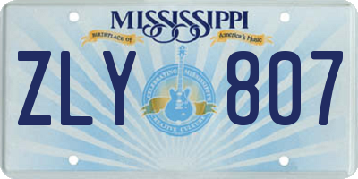 MS license plate ZLY807
