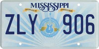 MS license plate ZLY906