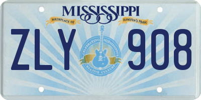 MS license plate ZLY908