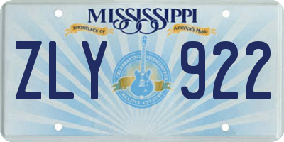MS license plate ZLY922