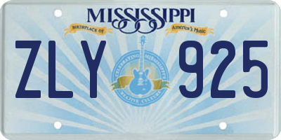 MS license plate ZLY925