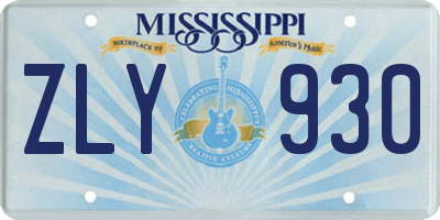 MS license plate ZLY930