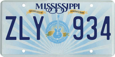 MS license plate ZLY934