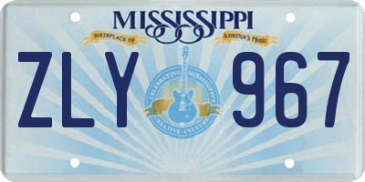MS license plate ZLY967
