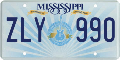 MS license plate ZLY990
