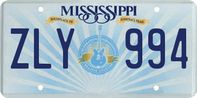 MS license plate ZLY994