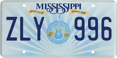 MS license plate ZLY996