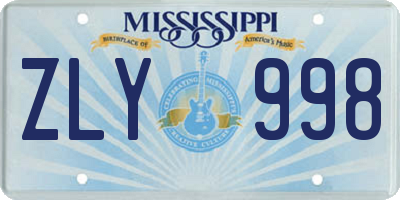 MS license plate ZLY998