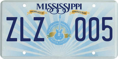 MS license plate ZLZ005
