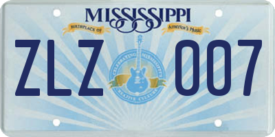 MS license plate ZLZ007
