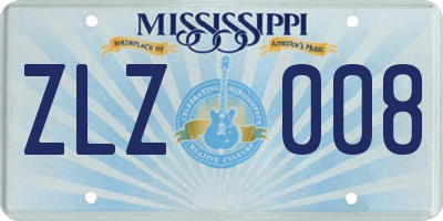 MS license plate ZLZ008