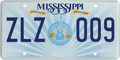 MS license plate ZLZ009
