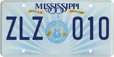 MS license plate ZLZ010