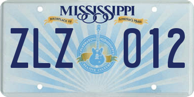 MS license plate ZLZ012