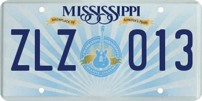MS license plate ZLZ013