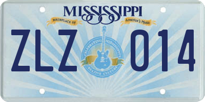 MS license plate ZLZ014