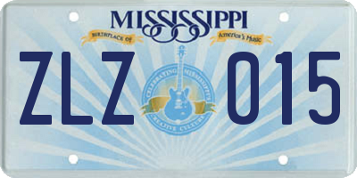 MS license plate ZLZ015