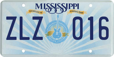 MS license plate ZLZ016