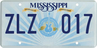 MS license plate ZLZ017
