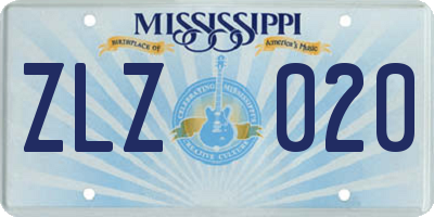 MS license plate ZLZ020