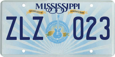 MS license plate ZLZ023