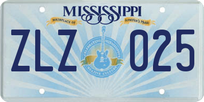 MS license plate ZLZ025