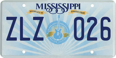 MS license plate ZLZ026