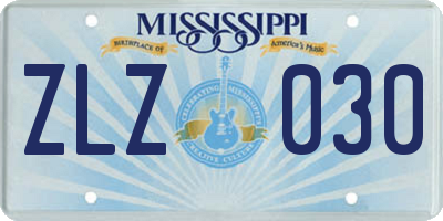 MS license plate ZLZ030