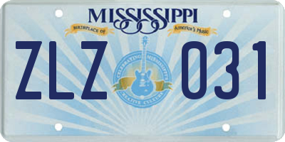 MS license plate ZLZ031