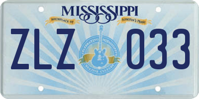 MS license plate ZLZ033