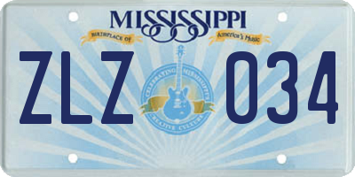 MS license plate ZLZ034