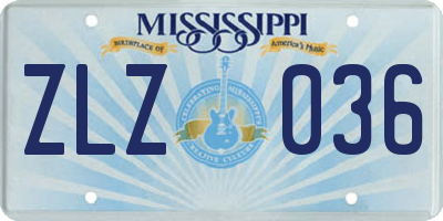 MS license plate ZLZ036