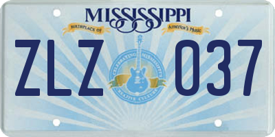 MS license plate ZLZ037
