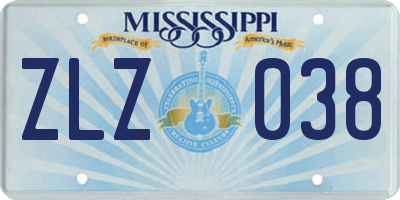 MS license plate ZLZ038