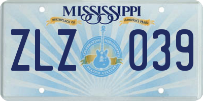 MS license plate ZLZ039