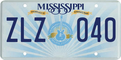 MS license plate ZLZ040