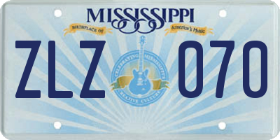 MS license plate ZLZ070
