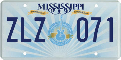 MS license plate ZLZ071