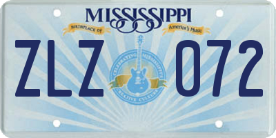 MS license plate ZLZ072