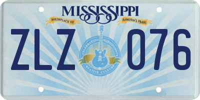 MS license plate ZLZ076