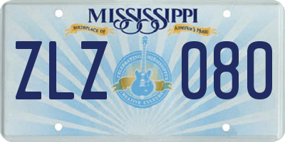 MS license plate ZLZ080