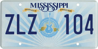MS license plate ZLZ104