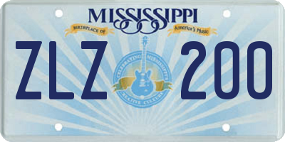 MS license plate ZLZ200