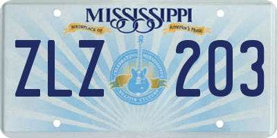 MS license plate ZLZ203