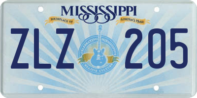 MS license plate ZLZ205