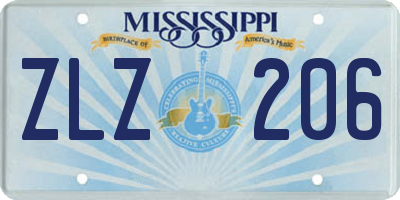 MS license plate ZLZ206