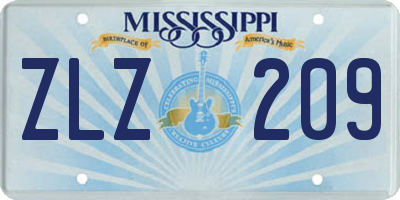 MS license plate ZLZ209