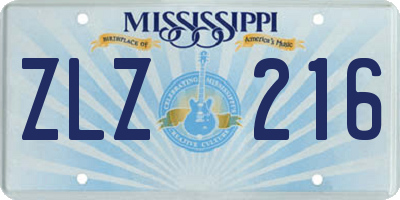 MS license plate ZLZ216