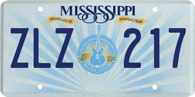 MS license plate ZLZ217