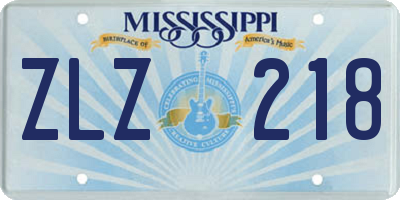 MS license plate ZLZ218